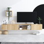 Hanah Home Mueble TV Roble Zafiro 180cm Ancho, Estante Pared 25cm, Cómoda 50cm